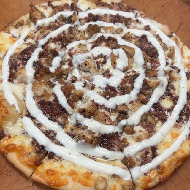 Chicken Bacon Ranch Gourmet Pizza.