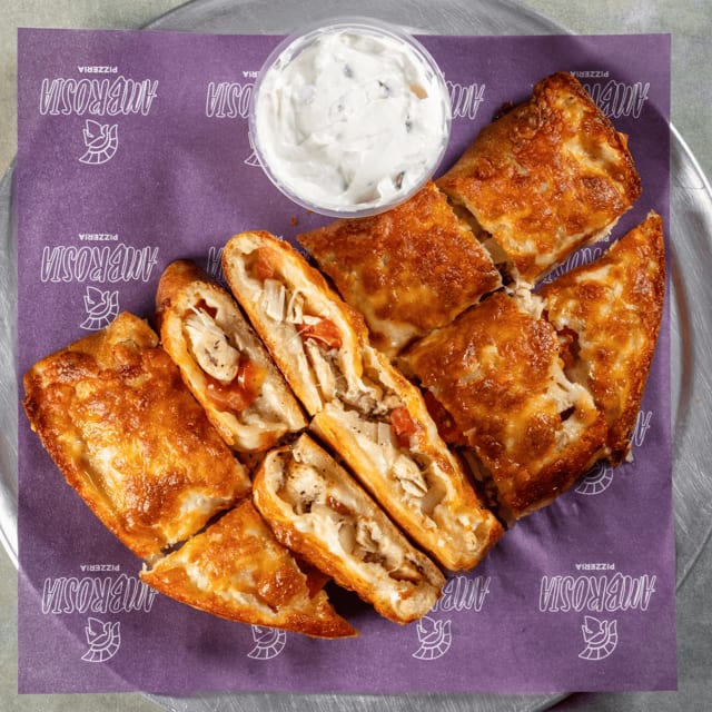 Ambrosia Chicken Calzone.
